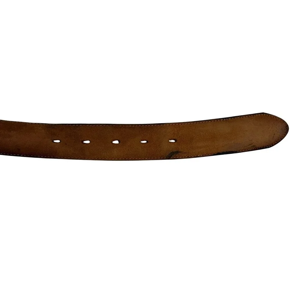 Tony Lama Black Leather Belt With Classic Western Silver Buckle Mens 40